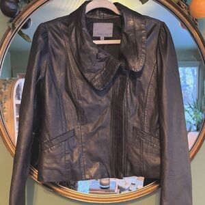 Nordstrom Classiques Entier genuine Black Leather Jacket  L 8 10 12